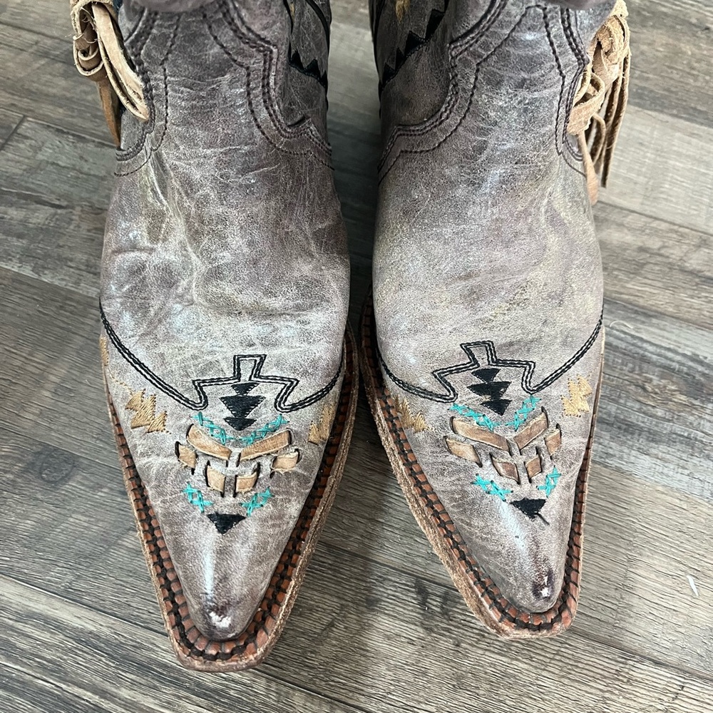 Corral Cowboy Boots Told Cango Tobacco w/ Fringe Tassel - Picture 9 of 13